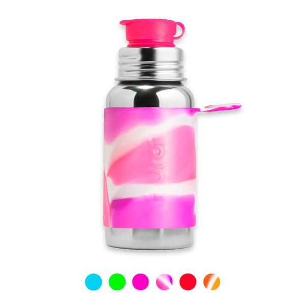 BEABA Botella de agua de acero inoxidable para niños, botella de agua  aislada para bebés a niños pequeños, botella de agua para niños pequeños  (rosa)